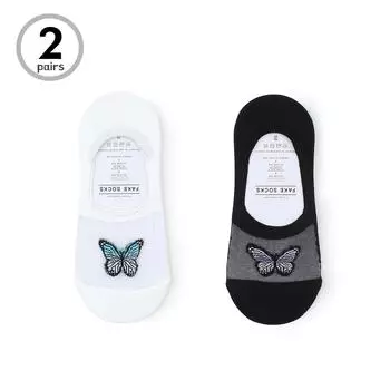 Женские прозрачные невидимые носки-лоферы Butterfly (2 пары) LT67 22 - 25 cm