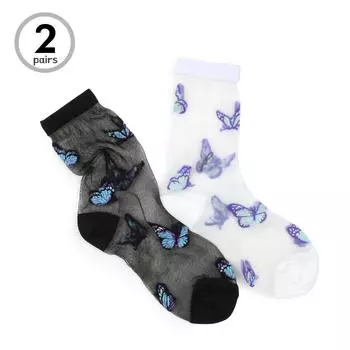 Женские прозрачные носки с круглым вырезом Butterfly (2 пары) IH56 22 - 25 cm