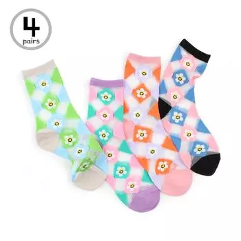 Женские прозрачные носки Smile Flower Argyle JS14 22 - 25 cm