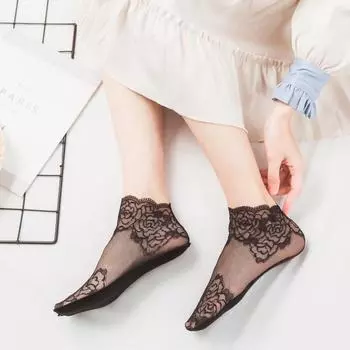 Женские прозрачные носки в сеточку с принтом, женские, весенне-летние, женские сексуальные модные кружевные короткие носки в сеточку, сетчатые чулочно-носочные изделия EUR35-40 белый