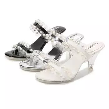 Женские прозрачные пикантные модные сандалии на массивном высоком каблуке с жемчугом, каблук 7 см, платформа 1 см WZ 35 белый