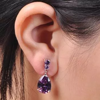 Женские прозрачные висячие серьги-гвоздики с натуральным драгоценным камнем, морганитом, свадебные One Size белый