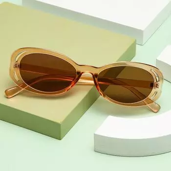 Женские прямоугольные женские модные винтажные полые модные солнцезащитные очки в маленькой оправе, безрамочные очки UV 400