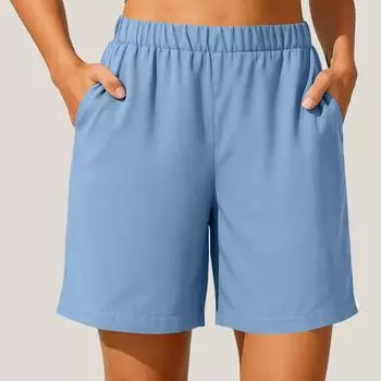 Женские прямые брюки длиной пять четвертей с резинкой на средней талии XL синий