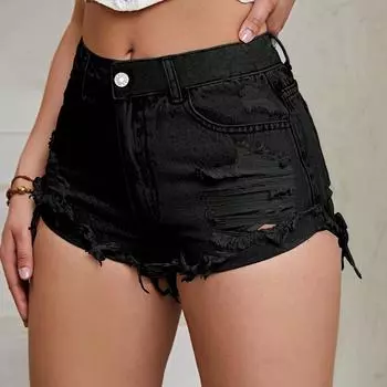 Женские прямые брюки длиной пять четвертей с резинкой на средней талии XL чёрный