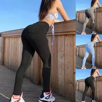 Женские прямые брюки-карандаш с карманами и пуговицами для свободного времени, джинсы XL чёрный