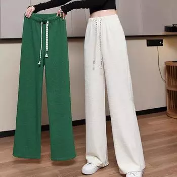 Женские прямые брюки, модные брюки, брюки для йоги, летние повседневные длинные брюки для бега One Size зелёный