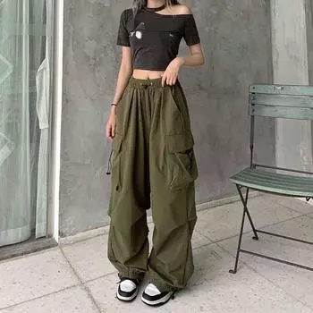 Женские прямые брюки с драпировкой и свободные широкие брюки S чёрный