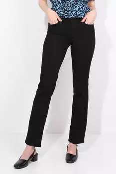 Женские прямые джинсовые брюки больших размеров, черные