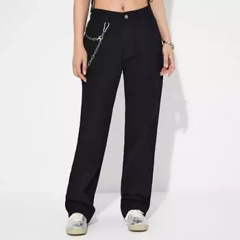 Женские прямые джинсы с высокой талией и цепочкой, женские джинсы XS чёрный