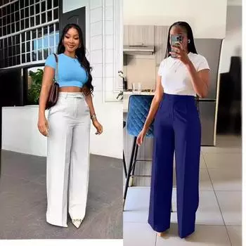 Женские прямые повседневные брюки с высокой талией S слоновая кость