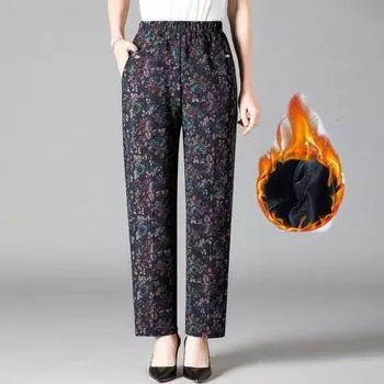 Женские прямые повседневные флисовые брюки с высокой талией, сохраняющие тепло для женщин, плюс бархатные толстые свободные высокие эластичные брюки для отдыха на открытом воздухе, большие размеры 3XL