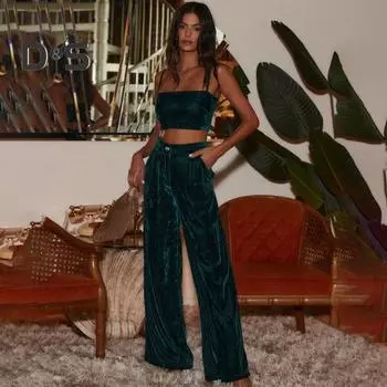 Женские прямые широкие бархатные брюки с высокой талией и пуговицами на молнии, повседневные брюки с карманами, однотонные длинные брюки L чёрный