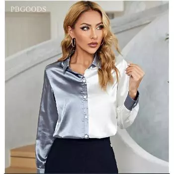 Женские пуговицы контрастного цвета с длинными рукавами S