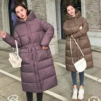 Женские пуховики с капюшоном в длинной части 2023 года, зимняя темпераментная мода, тонкий M