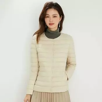 Женские пуховики ультралегкие женские матовые пуховые куртки легкое пальто теплая женская ветровка парка M абрикосовый