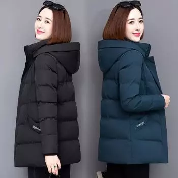 Женские пуховые парки, зимняя хлопковая куртка, толстое теплое пальто, большой размер, для женщин среднего возраста, с капюшоном, пуховик XXXXL чёрный