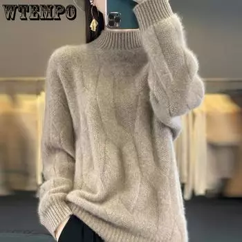 Женские пуловеры осень/зима, высококачественный мягкий мериносовый шерстяной свитер с полувысоким воротом и толстым кашемировым верхом S бежевый