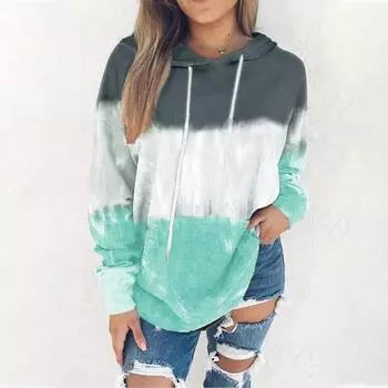 Женские пуловеры с длинными рукавами и карманом на шнуровке с завязками и принтом XXL