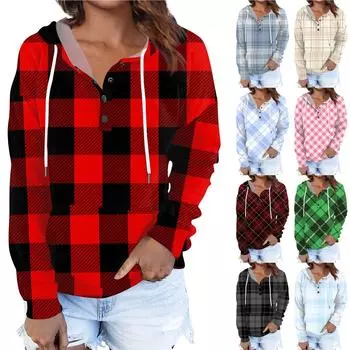 Женские пуловеры с капюшоном, топы с принтом, повседневные толстовки с карманами на пуговицах и длинными рукавами XXL циан