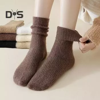 Женские пушистые носки, зимние теплые носки для бега, плюшевые бархатные тапочки, носки-облака, утепленные носки для сна в холодную погоду хаки