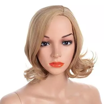 Женские пушистые парики, женский женский парик Ombre, блондинка, коричневый, натуральный волнистый, термостойкое волокно, короткий парик, повседневное использование, вечерние косплей золотисто-коричневый