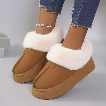 Женские пушистые плюшевые ботильоны с подкладкой, пушистые зимние сапоги, зимняя теплая нижняя юбка, удобные уличные низкие сапоги 36 чёрный