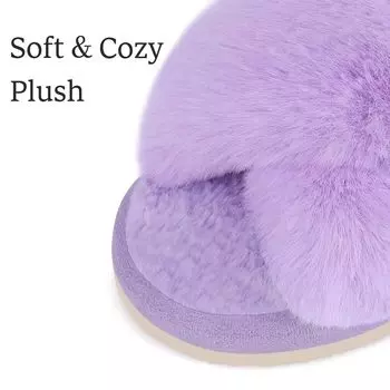 Женские пушистые тапочки Comwarm с перекрестными полосками, модные шлепанцы на толстой подошве из меха, зимние пушистые домашние тапочки с открытым носком, домашняя обувь 36-37(8.8-9 inch) розовый