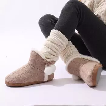 Женские пушистые зимние сапоги Goosecret 2024 года, зимние нескользящие теплые хлопковые тапочки, ботильоны на мягкой подошве, меховая пушистая домашняя обувь 36 тёмно-синий