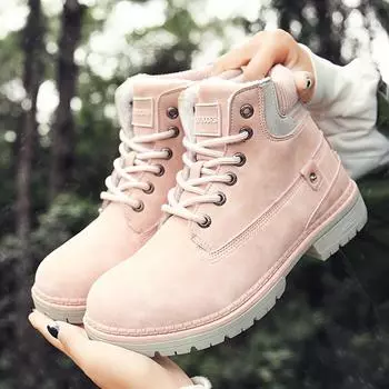 Женские рабочие ботинки с противоскользящей подошвой и теплой меховой подкладкой, зимние ботинки для мужчин, ботинки для походов и альпинизма с плюшевой подкладкой. 36 бежевый