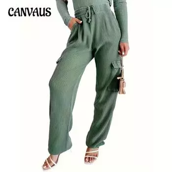 Женские рабочие брюки большого размера с эластичным поясом, свободные, вельветовые, повседневные брюки со шнурком S мятный зеленый