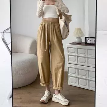 Женские рабочие брюки-карго из чистого хлопка с высокой талией, прямые брюки-карго Harun Carrot, однотонные повседневные широкие брюки S серый