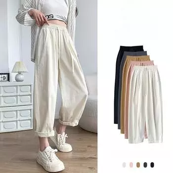 Женские рабочие брюки-карго из чистого хлопка с высокой талией, прямые брюки-карго Harun Carrot, однотонные повседневные широкие брюки S хаки