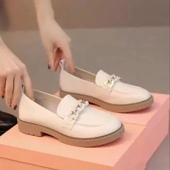 Женские рабочие кожаные туфли из мягкой кожи 2024 года, новые однобортные туфли в британском стиле, женские универсальные кожаные мокасины с мягкой подошвой 35 чёрный