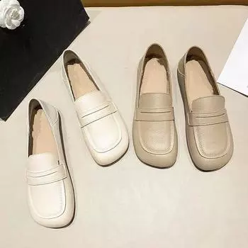 Женские рабочие туфли на плоской подошве с низким вырезом и мягкой подошвой. Мягкие новые универсальные туфли-лодочки без застежек. 35