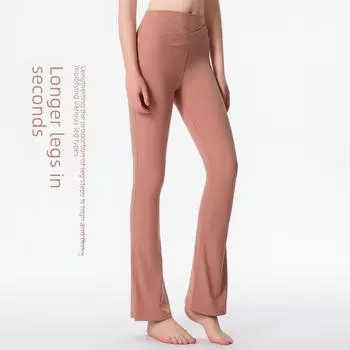 Женские расклешенные брюки для йоги с высокой талией: Осенне-зимние повседневные брюки для фитнеса и пилатеса Medium