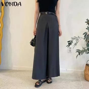 Женские расклешенные брюки со складками VONDA со сбором на талии