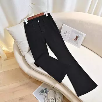 Женские расклешенные джинсы с высокой талией: Тонкий, плюс бархат, утолщенный для осени/зимы 2023 г. Large