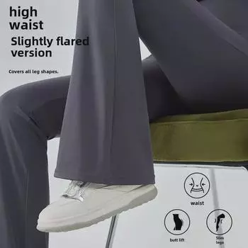 Женские расклешенные штаны для йоги Fuhui с высокой талией черного цвета — облегающий крой для весны/лета L