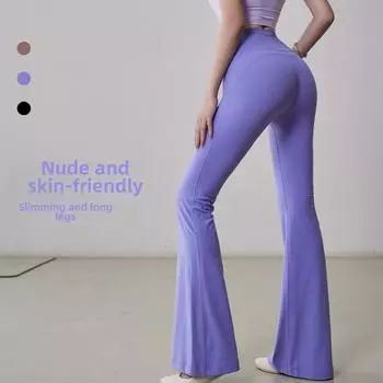 Женские расклешенные штаны для йоги с высокой талией — спортивные брюки, утягивающие живот и бедра, на весну/лето Large