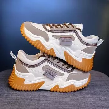 Женские разноцветные кроссовки на толстой платформе, весенняя мода, толстая подошва, вулканизированная обувь, женская повседневная спортивная обувь со шнуровкой 35 чёрный