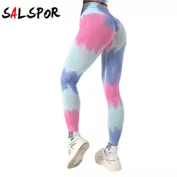 Женские разноцветные леггинсы с принтом тай-дай, спортивные леггинсы для фитнеса и фитнеса, штаны для йоги с высокой талией, леггинсы для спортзала и тренировок