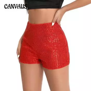 Женские разноцветные модные шорты Spice Girls с бисером, эластичная талия, узкие эластичные брюки с пайетками, сексуальные прямые шорты S чёрный
