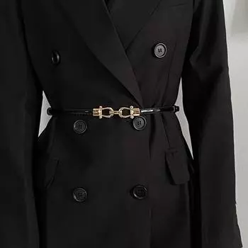 Женские регулируемые тонкие ремни для женщин, облегающие пальто, платья, пояс на талии чёрный