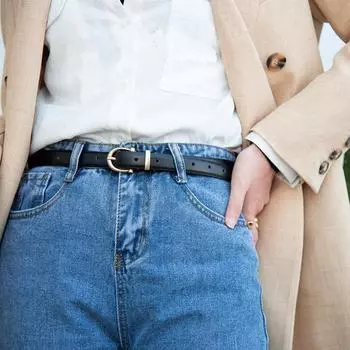 Женские ремни из цинкового сплава с универсальной пряжкой, модные, тонкие, регулируемые, из синтетической кожи, повседневные, декоративные аксессуары
