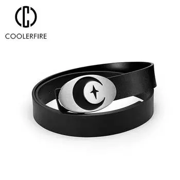 Женские ремни из натуральной кожи, модные дизайнерские роскошные повседневные брендовые ремни с пряжкой в стиле панк, звезды и луны, высококачественные ремни для женщин, ремень LB2284 110cm чёрный