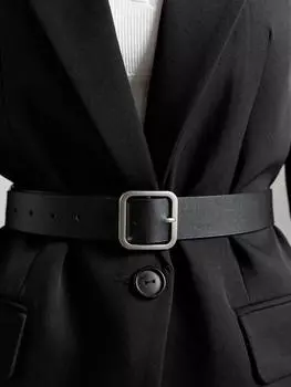 Женские ремни, Ретро, Универсальные, Квадратная пряжка, Кожа PU, Популярные ремни One Size чёрный