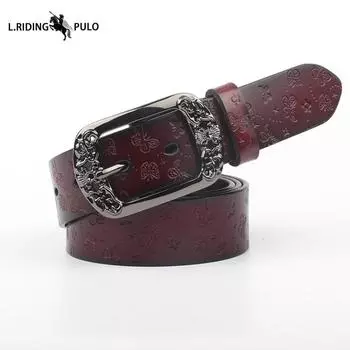 Женские ремни Ретро Универсальные Рельефные Бабочки Натуральная Кожа Ремни Широкие Коровья Кожа Женские Ремни 105cm