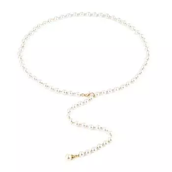 Женские ремни Роскошный дизайнерский ремень Жемчужный пояс Белая поясная цепочка Универсальный жемчужный кулон Ремень для женщин серебряный