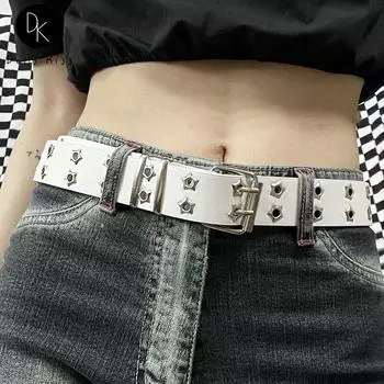 Женские ремни в стиле Харадзюку в стиле панк для девочек, милая Лолита, косплей Y2K, модный женский полый пояс, хип-поп, уличная одежда, аксессуары, подарки 110cm шоколадный
